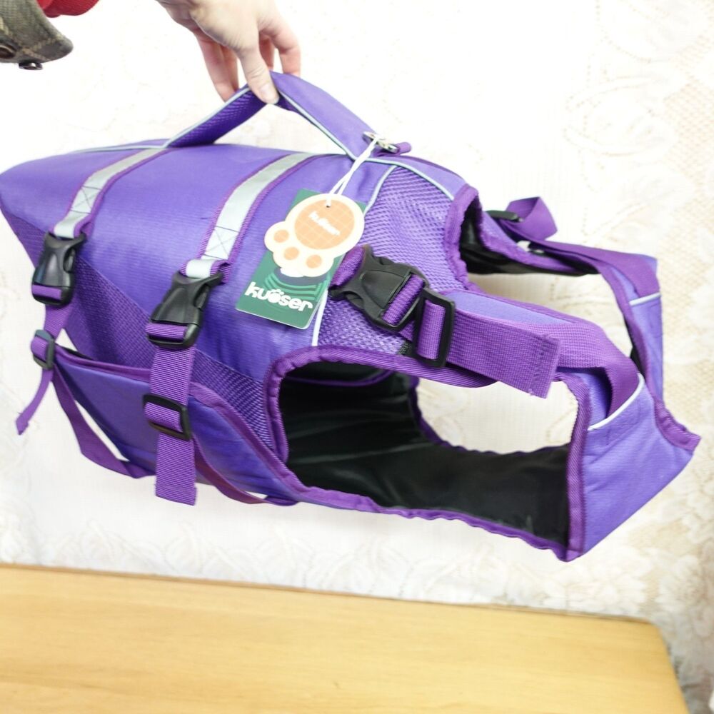 Kuoser Dog Life Jacket High Flotation Reflective Size 2XL Purple Harness New